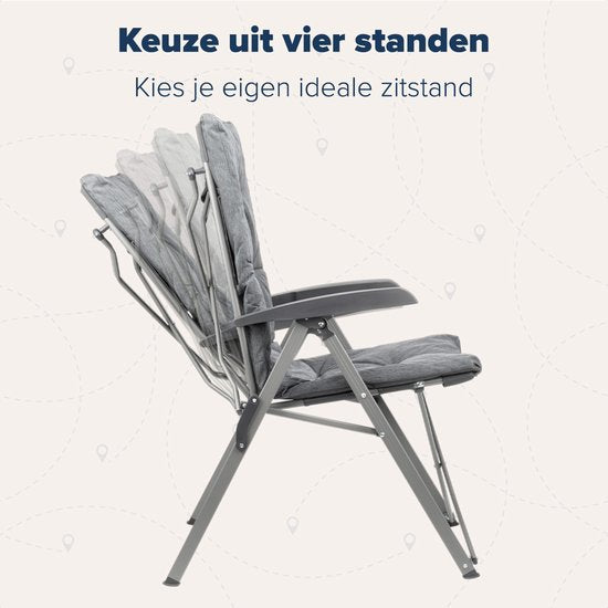 TRVLMORE Campingstoelen Luxe - Opvouwbaar - 2-Pack - 150KG Draagvermogen - Incl. Draagtas - Klapstoel - Kampeerstoel - Vouwstoel - Grijs