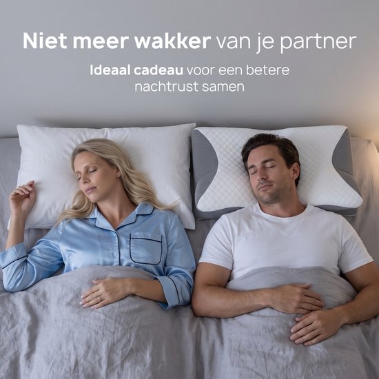 Alyze Anti snurk kussen - Voor iedere slaaphouding - 62 x 37cm - Hoofdkussen - Ergonomisch - Slaap - Vlinder - Kussen - Nekklachten - Memory foam - wit - Alyze