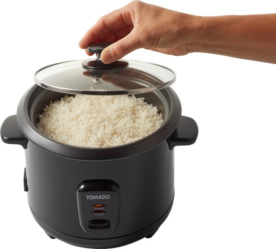 Tomado TRC1001B - Rijstkoker - 5 porties - Inhoud 1 liter - Warmhoudfunctie - Anti aanbaklaag - PFAS vrij - Zwart