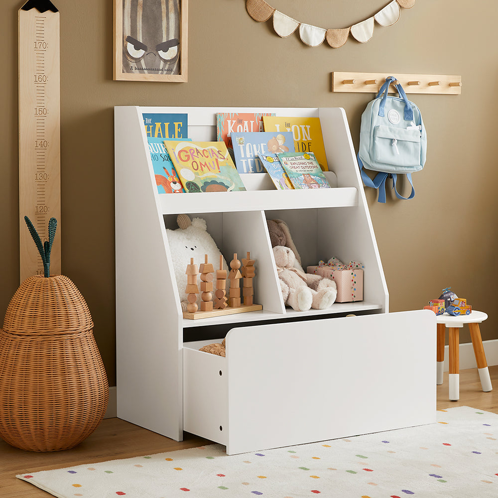 SoBuy Kinderboekenkast met opbergvakken - Max. 60 kg - 80 x 40 x 100 cm - Wit