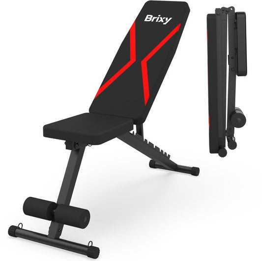 Brixy Fitness Halterbank - Fitnessbank - Tot 300KG - Bench Press Bank - Trainingsbank - Verstelbaar - Inklapbaar - Zwart