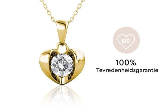 Yolora Dames Ketting met Hanger Hartje - Kalpa Camaka Kristal - Goudkleurig - 18K Geelgoud Verguld - Vrouwen Collier Goud - Sieraden - Halsketting - Luxe Giftbox - Cadeau doos - Geschenkdoos - Mooie Cadeauverpakking - Exclusieve Geschenkverpakking