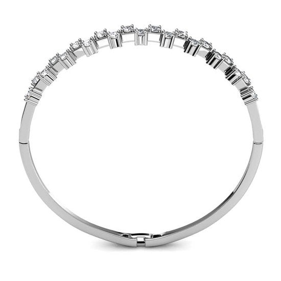 Yolora – Dames Armband Bangle – Lengte 22 cm & Kalpa Camaka Kristallen – Voorzien Van 18k Witgoud Plating En Luxe Geschenkverpakking – Voor Cadeau En Bijzondere Gelegenheden – Zilver 18k Witgoud Verguld