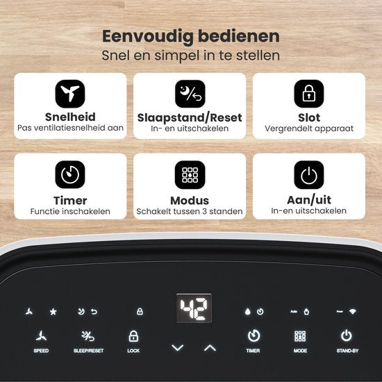 Auronic - Luchtontvochtiger - Wit & Kunststof - 16 l Capaciteit Per Dag - Was-droog Functie & Nachtmodus - Voor Slaapkamer & Woonkamer