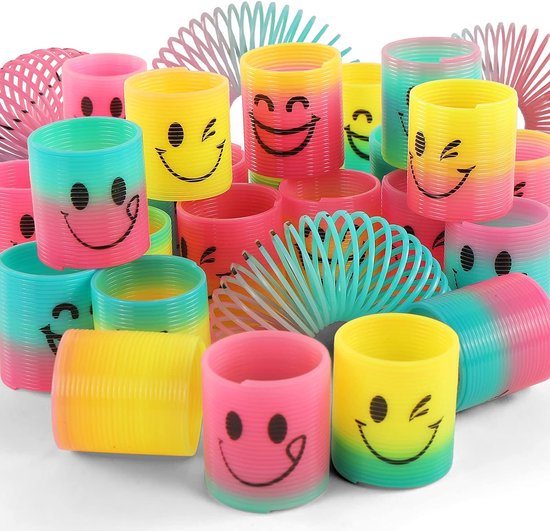 Partizzle 30x Traploper Klein Speelgoed Pakket - Trapveer Uitdeelcadeautjes - Slinky Grabbelton Traktatie Cadeautjes - Sensorisch / Fidget Toys - Voor Kinderen & Peuters
