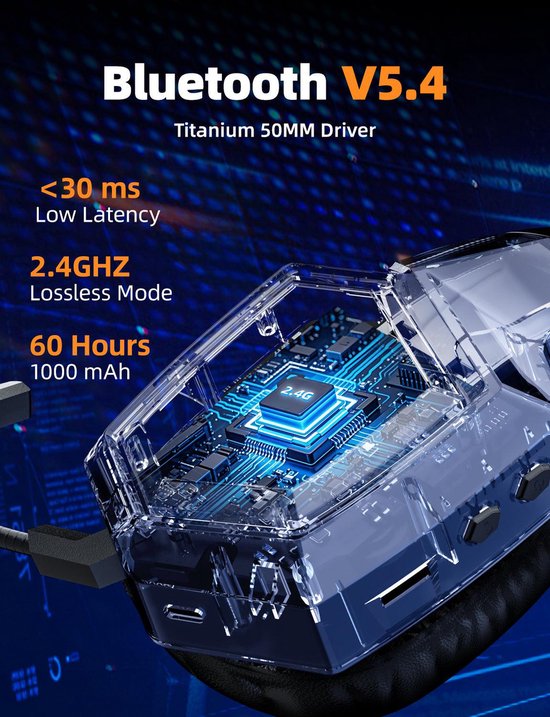 Onikuma GT806 Headset Bedraad en draadloos Hoofdband Gamen Bluetooth Zwart