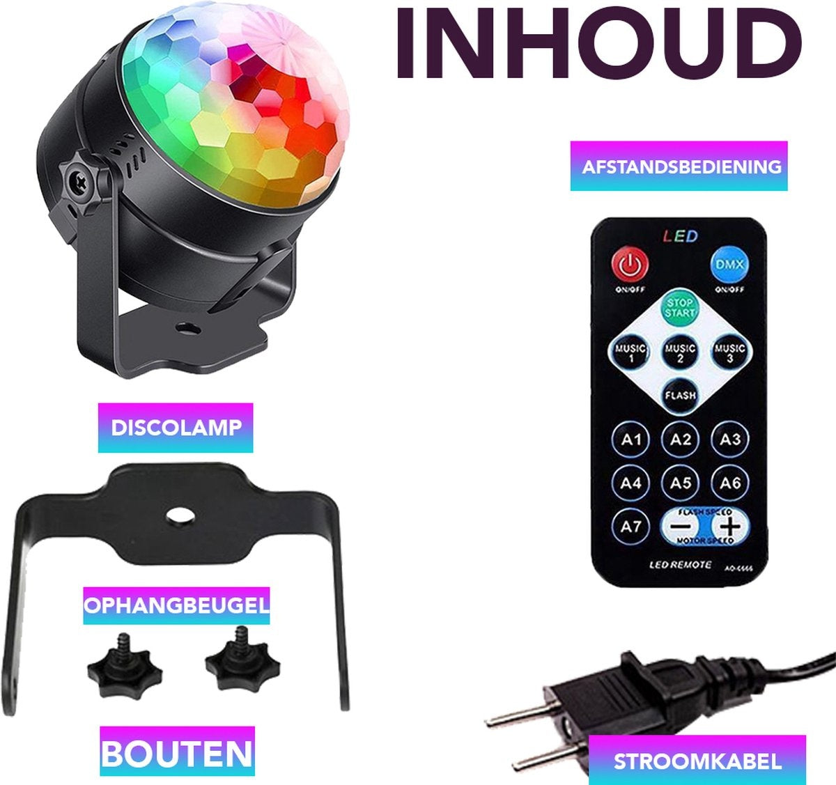 Achaté Discolamp met Afstandsbediening - Feestverlichting - Disco Bal - Discoverlichting - Disco Lamp