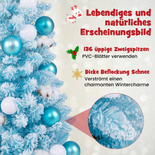 Coast Kerstboom - PVC - 136 Takpunten - Incl. 24 Ballen & 12 Wattenbollen - 44x90 cm - Blauw
