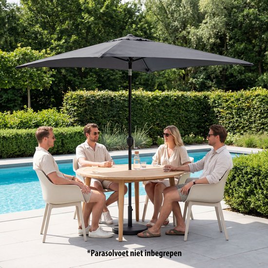 Tristar Stokparasol - Vierkant - 200x200cm - Balkon & Tuin - Kantelbaar - Incl. Beschermhoes - PA-7901 - Donkergrijs