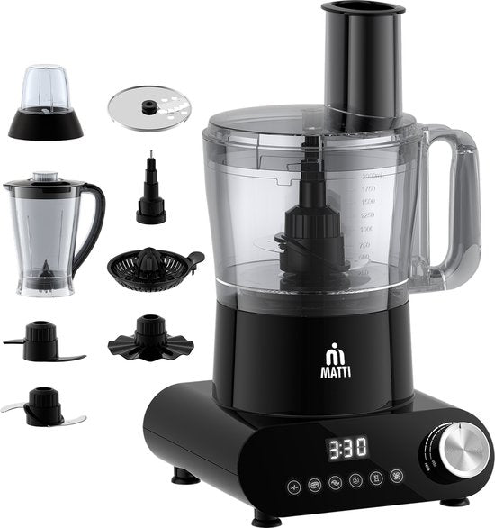 MATTI® 5-in-1 - Foodprocessor - 1500 Watt - Keukenmachine - Multifunctionele Foodprocessors | Blender - Hakmolen - Citruspers - IJscrusher