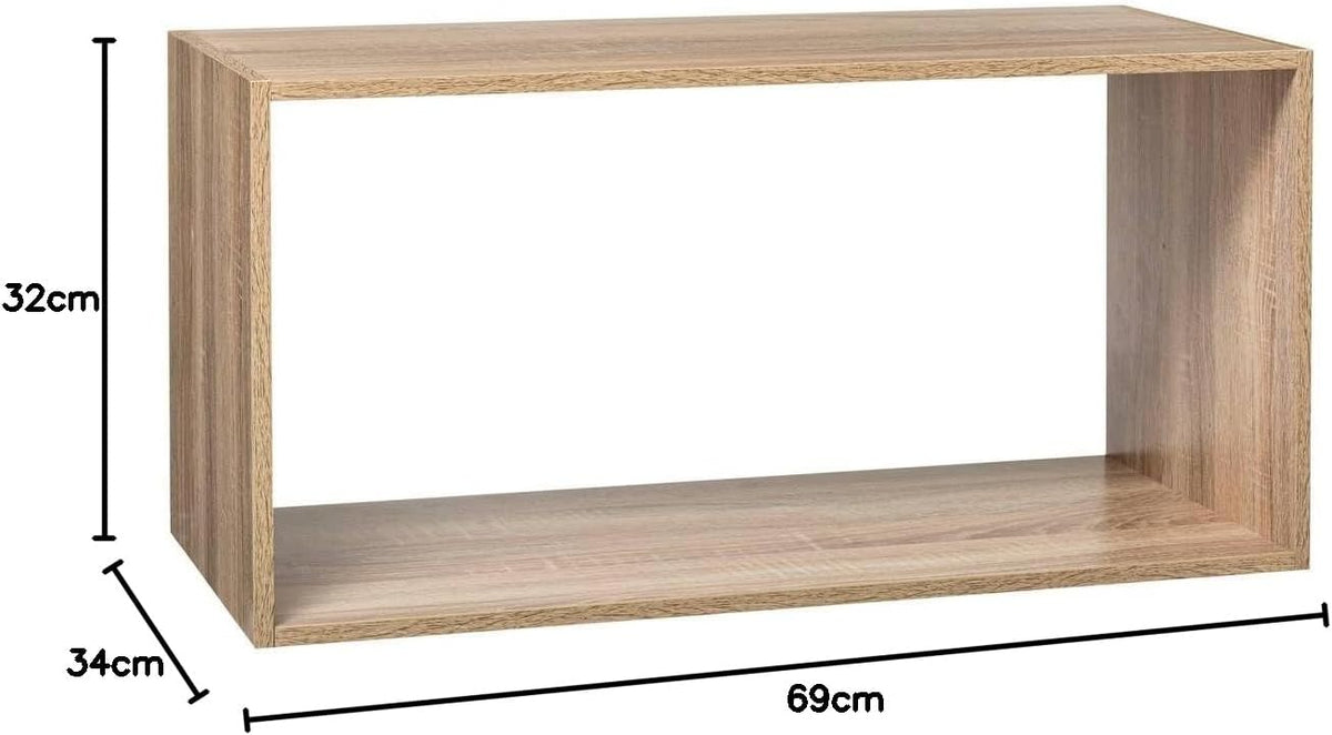 5Five Wandplank Mix Nature - Eikenhout - Zwevend Wandrek - Rechthoekig - 69 x 34 x 32 cm