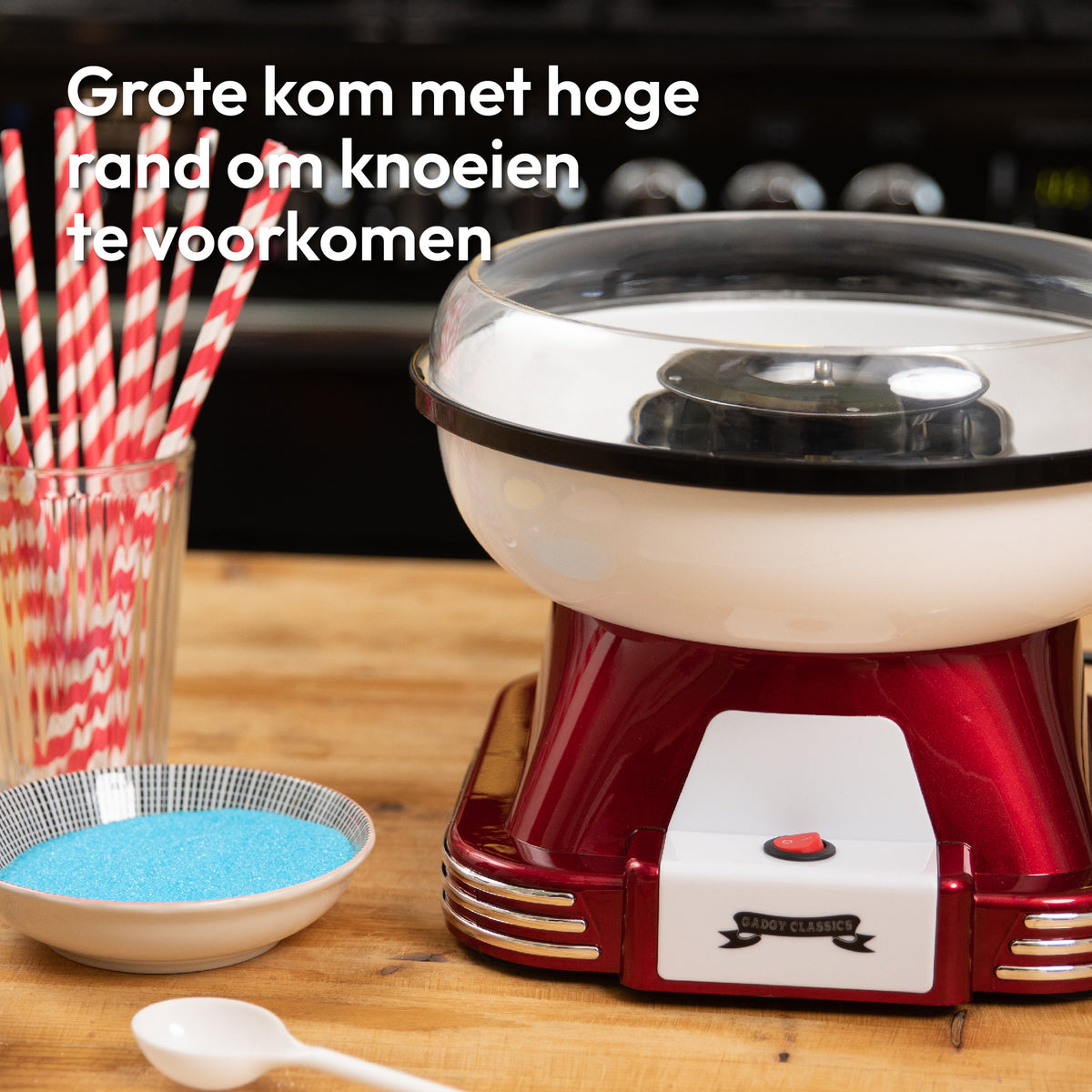 Gadgy Suikerspinmachine Retro, met 10 Stokjes en Maatlepel - Suikerspinmakers - Snoep - Kinderfeestje - Suikerspin Suiker - Cotton Candy - Suikerspinmachines