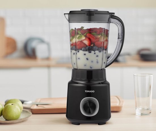 Tomado TTB1501B - Blender - 1,5 liter - 2 snelheden - 500W - Pulsestand - Deksel beveiliging - Zwart