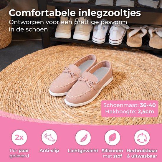 Nuvance Inlegzolen - 2.5cm Hakverhoger - Hielbeschermers - 2 Stuks - Maat 36-40 - Heren & Dames - Hielzooltjes - Roze