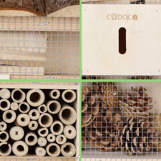 CADOCA Insectenhotel Set van 2 - Schorsdak Hout - 31x30,5x9,5cm