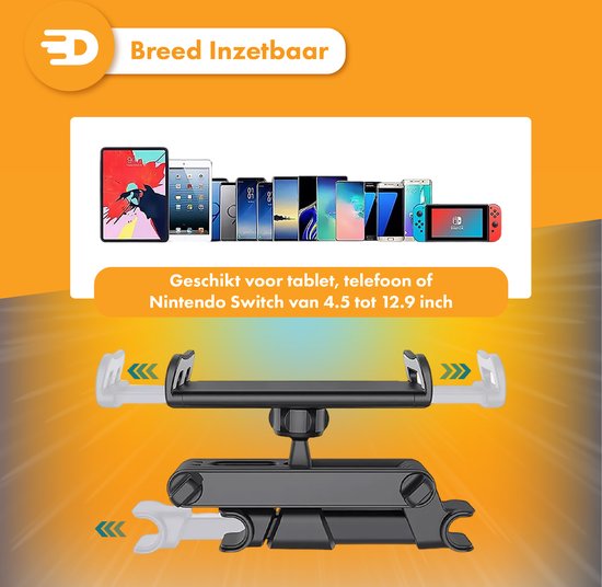 Tablet Houder Auto - Hoofdsteun - 360 Graden Draaibaar - Geschikt voor Tablet, Telefoon en meer