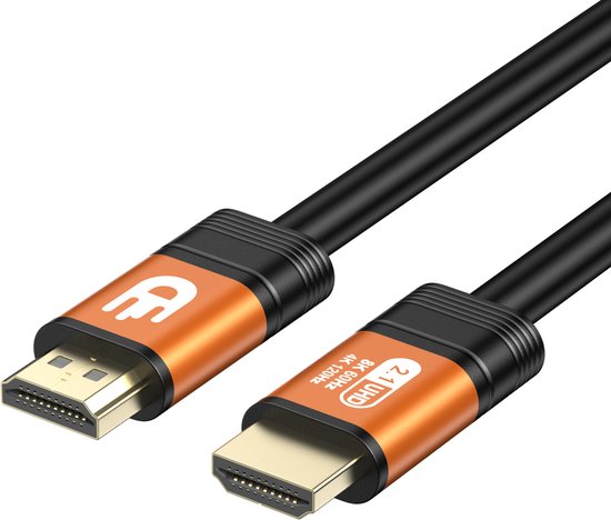 Drivv. Premium HDMI Kabel 2.1 - Ultra HD - 8K 60Hz - 4K 120Hz - Geschikt voor Xbox Series X & PS5 - 1 meter - Oranje