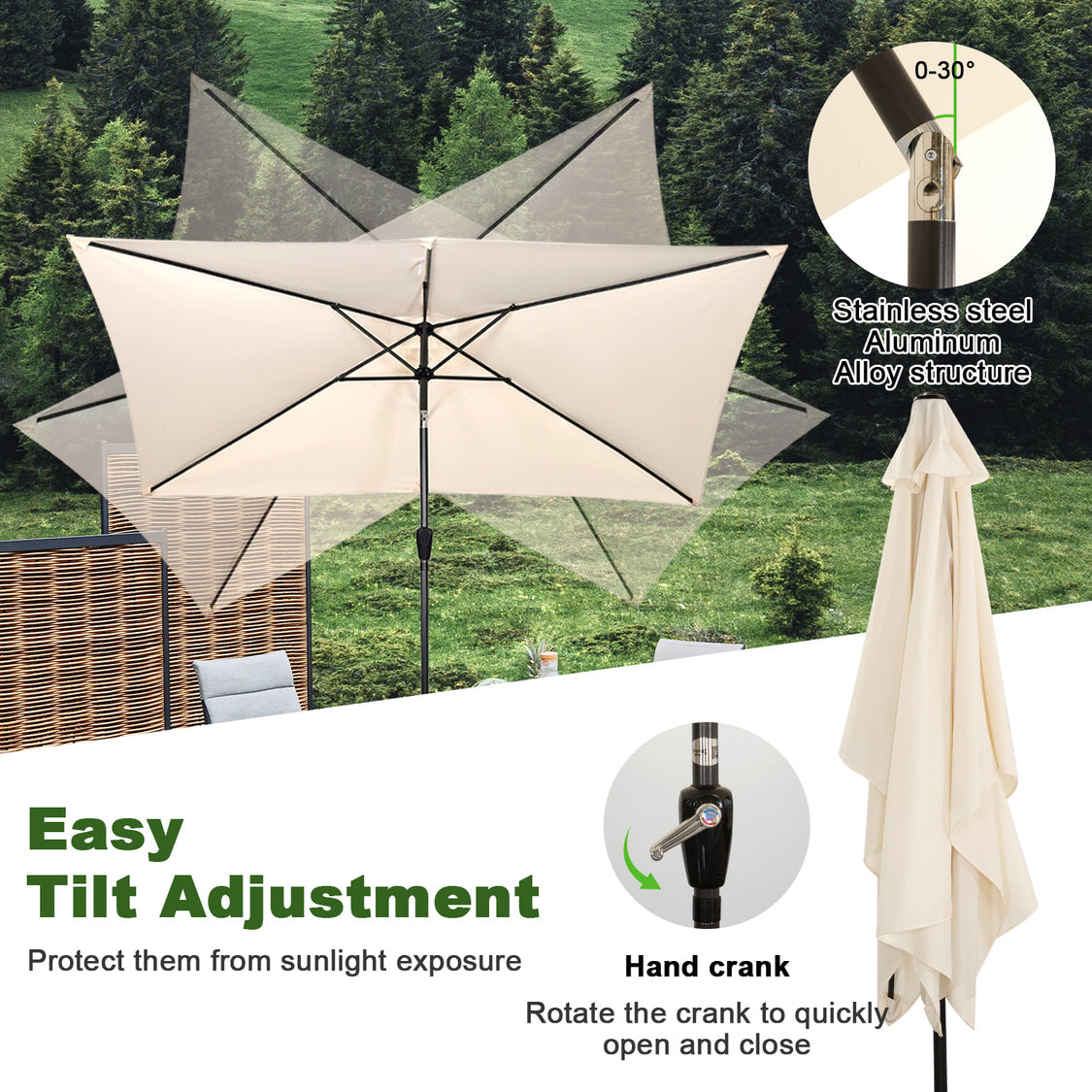 Angel Living Parasol - 3 x 2 m - Rechthoekig - Beige