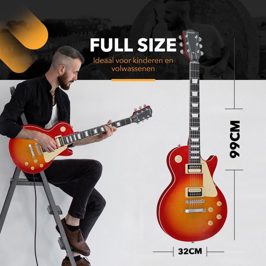 Finesse Elektrische Gitaar met Versterker Rood/Oranje