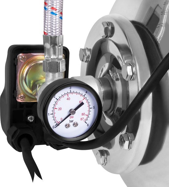 VONROC Hydrofoorpomp / hydrofoorset met drukschakelaar – 1000W - 3500l/h – 19L RVS tank – RVS pomphuis