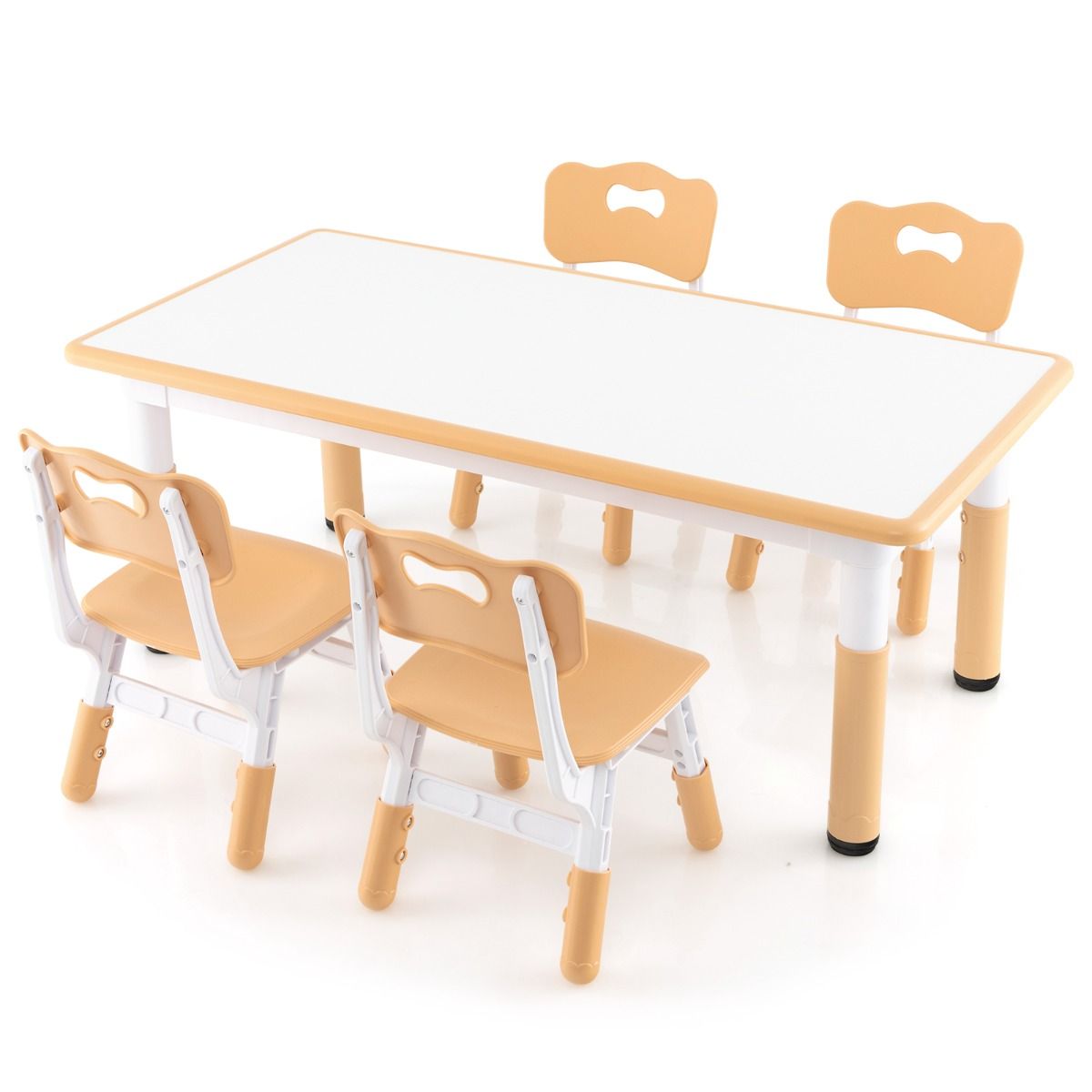Coast Kindertafel en 4 Stoelen Set - In hoogte verstelbaar - Graffiti blad - 120 x 60 cm - Groen