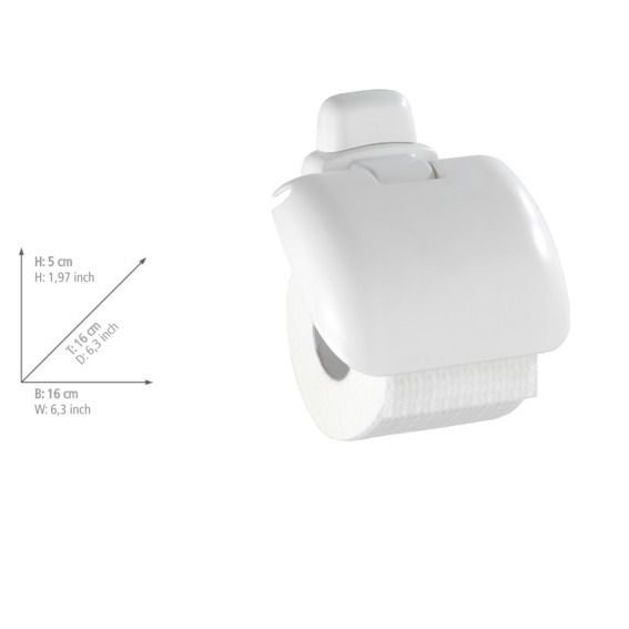 WENKO Pure Toiletrolhouder Wit - Met Inklapbare Deksel - Kunststof