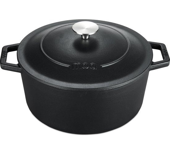 MOA Braadpan - Gietijzer - Inhoud 5,7 liter - 26CM - Rond - Alle warmtebronnen - Ook voor inductie - Gewicht 5,8 kg - Zwart - C26B