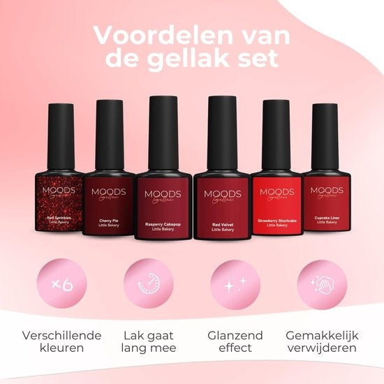 Moods Gellac 6-delige Set - Gel Nagellak - 8ML - Little Bakery Edition - Nagels - Gellak Starterspakket - Chique Kleuren