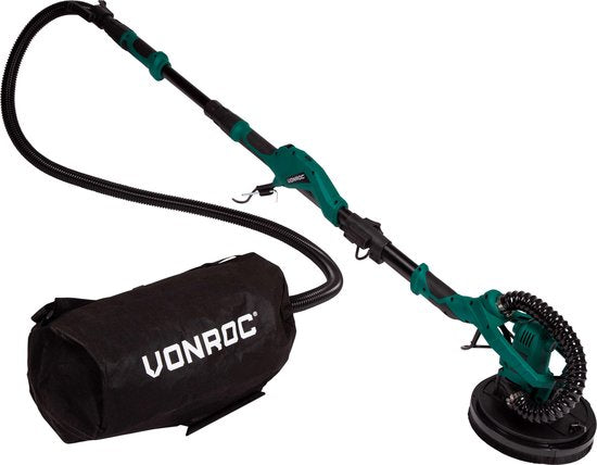 VONROC – Telescopische Plafondschuurmachine DS502AC – 1050W – Ø225 mm – Voor Plafond & Muur