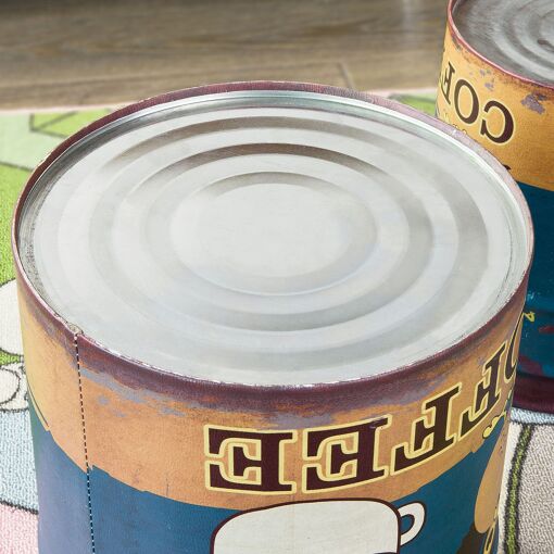 SoBuy Opbergpoef Voetenbankje Set van 2 - Gestoffeerd Krukje met Deksel - 37x30 cm - Koffiebruin