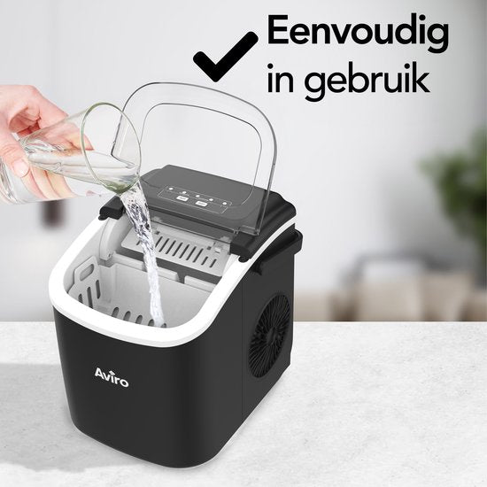 Infinity Goods IJsblokjesmachine - 1,3L - Met IJsschep - Zelfreinigingsfunctie - 12KG / 24U - 9 Blokjes / 6 Min - Zwart