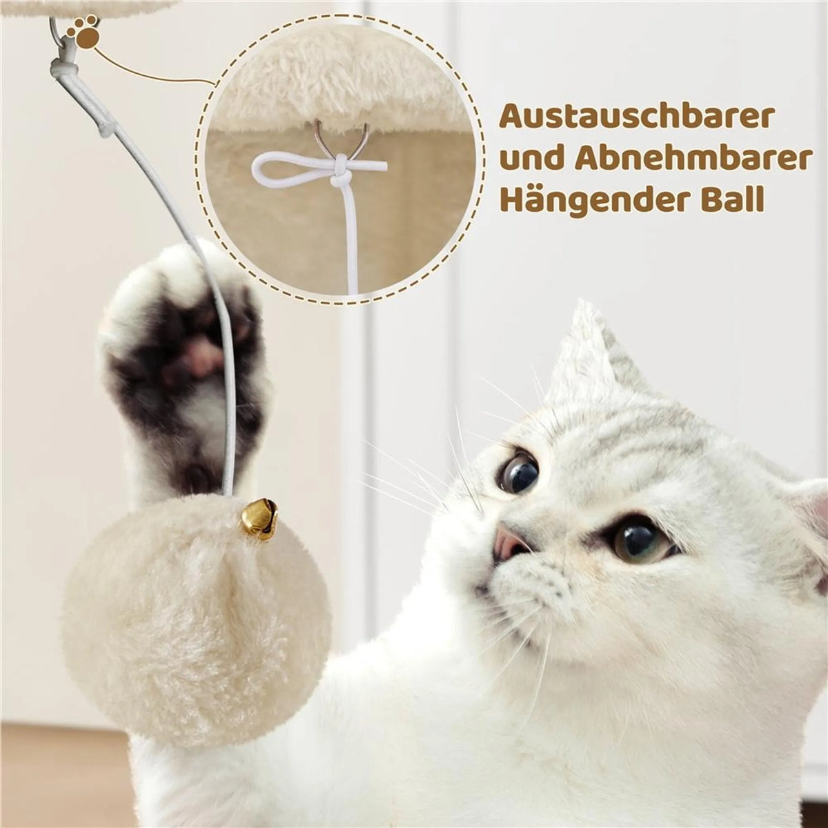 Yaheetech Krabpaal - Beige - 40,5 x 40,5 x 59 cm - Kattenhol, Sisalpalen en Speelbal