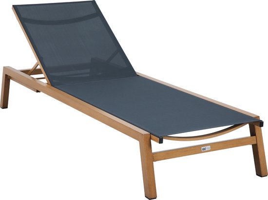 AXI Logan Ligbed Houtlook/antraciet – Gepoedercoat aluminium frame – Rugleuning met 5 standen - Textileen liggedeelte - 193x70cm