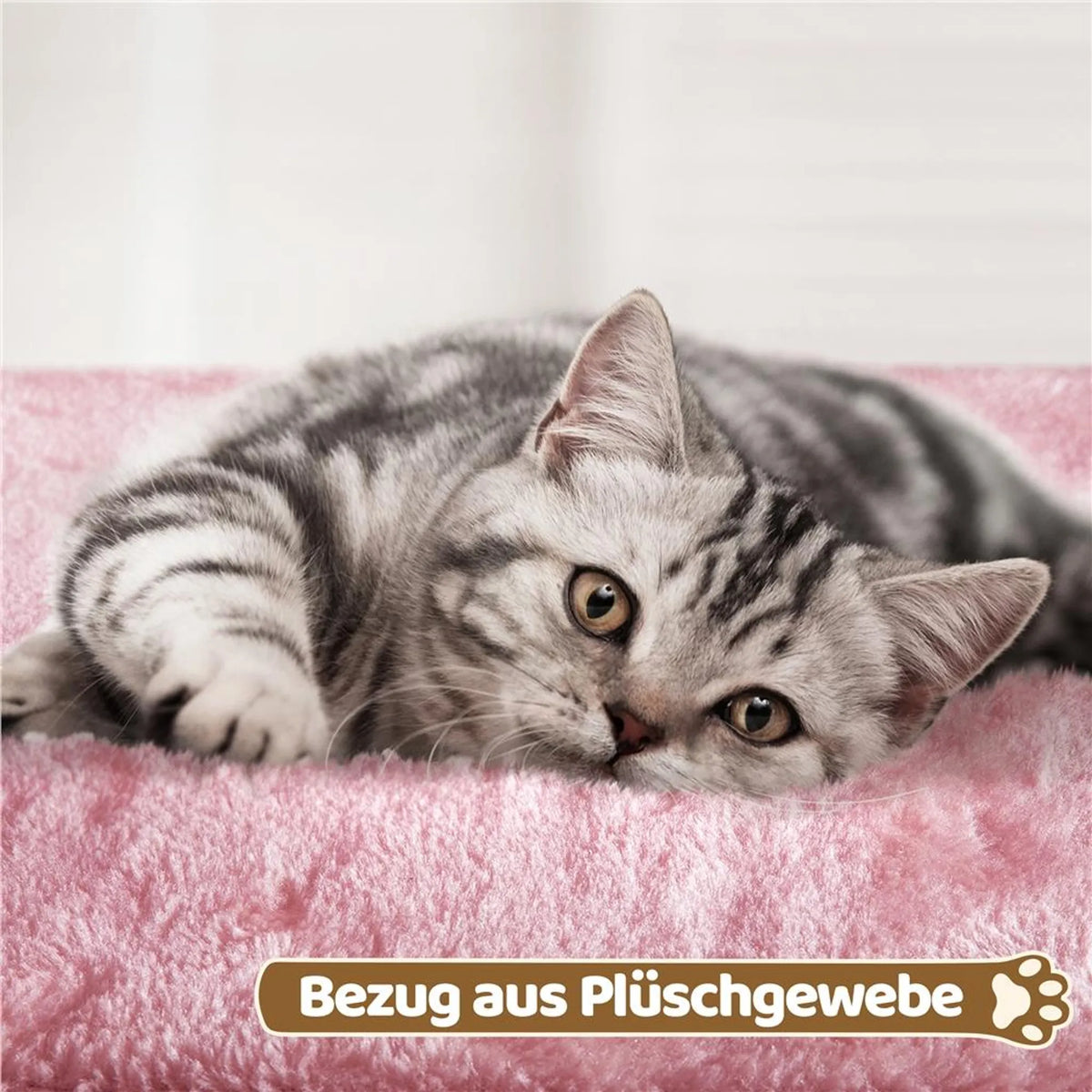 Yaheetech Krabpaal Met Hangmat – Voorzien Van Knus Kattenhol En Twee Sisalpalen En Zachte Ligplek – Voor Kittens En Kleine Katten – Lichtroze Pluche En Sisal – 40,5 x 40,5 x 59 cm