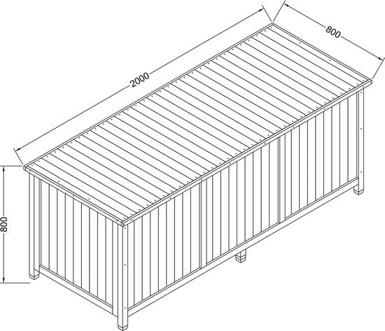 AXI Milo houten Opbergbox L Bruin - Kussenbox met bodem - 800 Liter - 200x80x80 cm – Gecarboniseerd Hemlock hout - Opbergbox Tuin