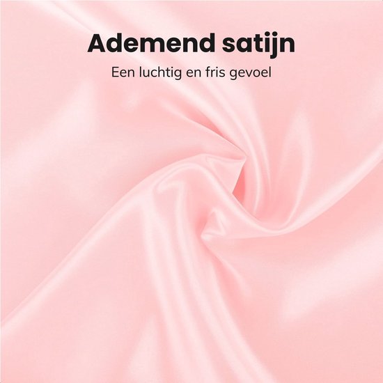 Satijnen set kussensloop - Incl. bonnet en slaapmasker - 60x70 cm - Slaapmuts - Krullen - Satijn - Moerbij - Zijden - Beauty - Silk - Zachte - Satin roze - Soft & Silky