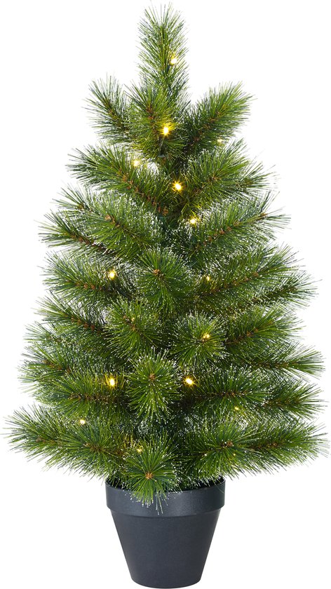 Black Box Trees Glendon Kunstkerstboom in Pot met 30 LED lampjes - H90 x Ø51cm - Groen