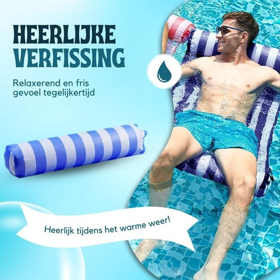 Travelly - Luxe Waterhangmat - Hangmat - Luchtbed - Luchtmatras Zwembad - Waterspeelgoed - Water hangmat - Blauw