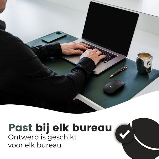 WURK Professionele Bureau Onderlegger Kunstleer – Bureau Organizer – Bureau Accessoires – Muismat XXL– Inclusief Kabel Clip – 80x40 – Groen