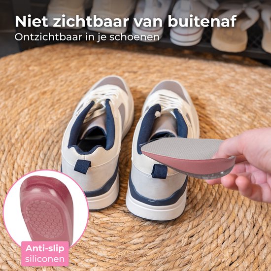 Nuvance Inlegzolen - 2.5cm Hakverhoger - Hielbeschermers - 2 Stuks - Maat 36-40 - Heren & Dames - Hielzooltjes - Roze