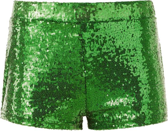 Dressforfun Pailletten-short groen XL - verkleedkleding kostuum halloween verkleden feestkleding carnavalskleding carnaval feestkledij partykleding - 303904