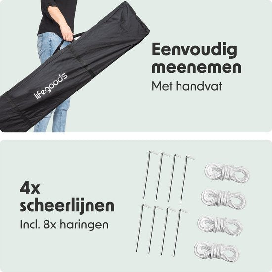 LifeGoods Partytent - Opvouwbaar - 3x3 m - Easy Up - Paviljoen - Vouwtent - Met Draagtas - Beige