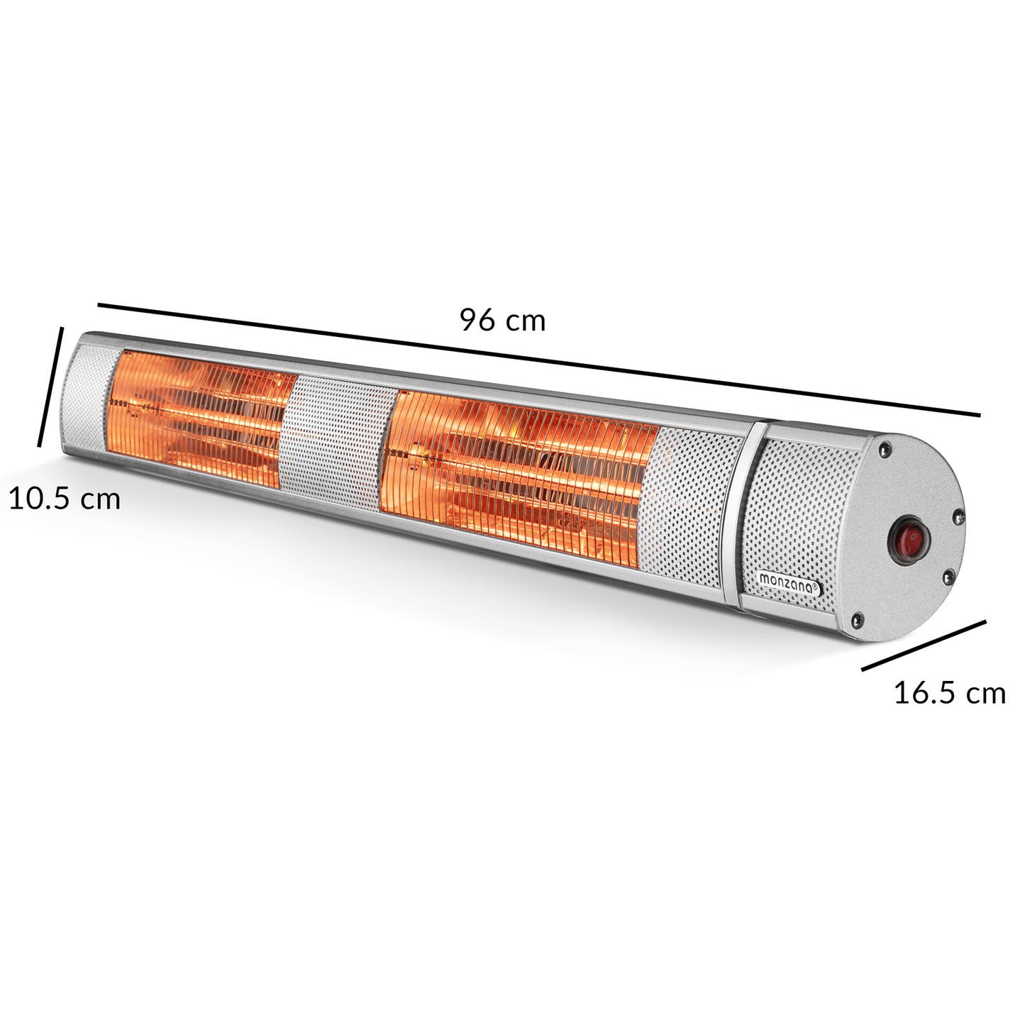 Monzana Infraroodstraler 3000W - Incl. Afstandsbediening - Zilver