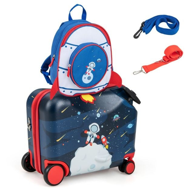 Coast Kinderreiskoffer & Rugzak - Ruimte thema - Zwart/ Blauw