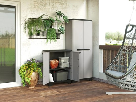Keter Planet Hoge Kast Multipurpose - 3 planken - 68x39x173cm - Grijs/Zwart - Recycled Kunststof