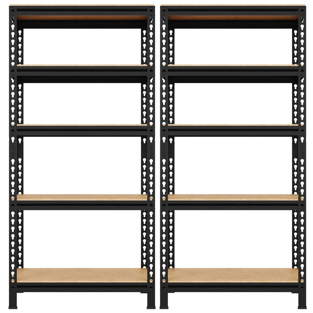Yaheetech Stellingkast 2 Stuks 70 x 30 x 150 cm - Zwart - 5 Verstelbare Legplanken