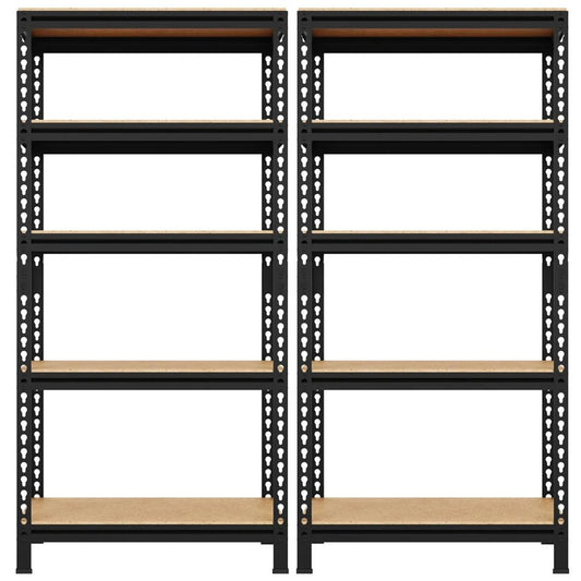 Yaheetech Stellingkast 2 Stuks 70 x 30 x 150 cm - Zwart - 5 Verstelbare Legplanken