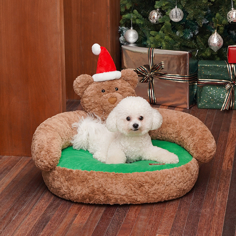 zeze huisdierenbank met kerstbeer