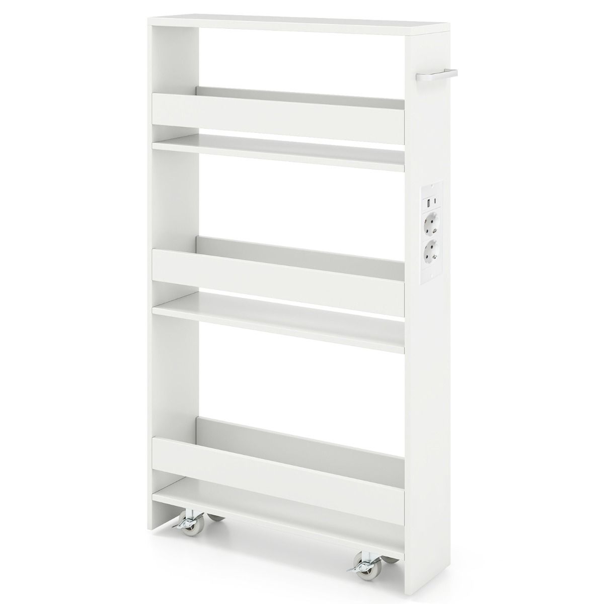 Coast Opbergkar met oplaadstation - ultradun 4-laags ontwerp - handgreep en wielen - wit