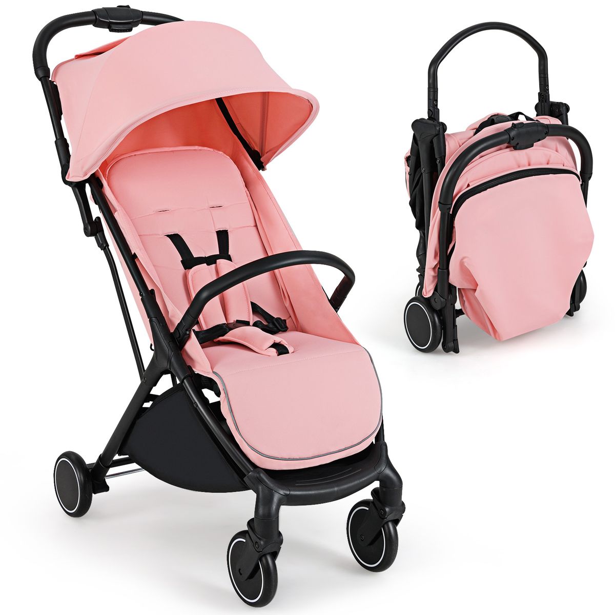 Coast Kinderwagen - inklapbaar reisbuggy - verstelbare rugleuning en voetsteun - roze